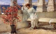 Sir Lawrence Alma-Tadema,OM.RA,RWS Her Eyes are with Her Thoughts and They are Far away oil
